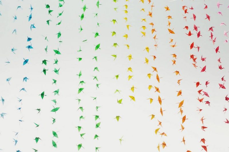 rainbow sculptures may 2014 | Origami Crane Sculpture by Josh Davis | Sculptures at Pop Shop Houston Art Festival