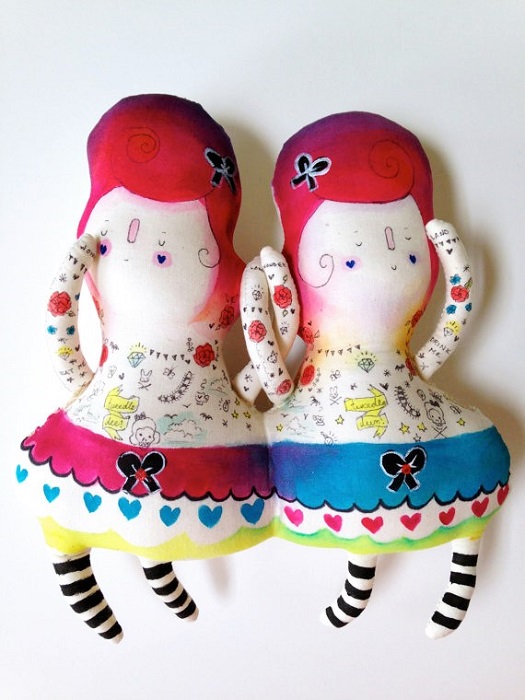 Alice in wonderland Handmade Plush Toys Tweedledee and Tweedledum