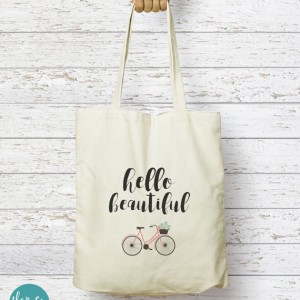 hello beautiful bicycle tote bag