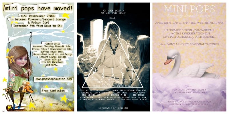 collage of poster art pop shop america events craft fairs texas