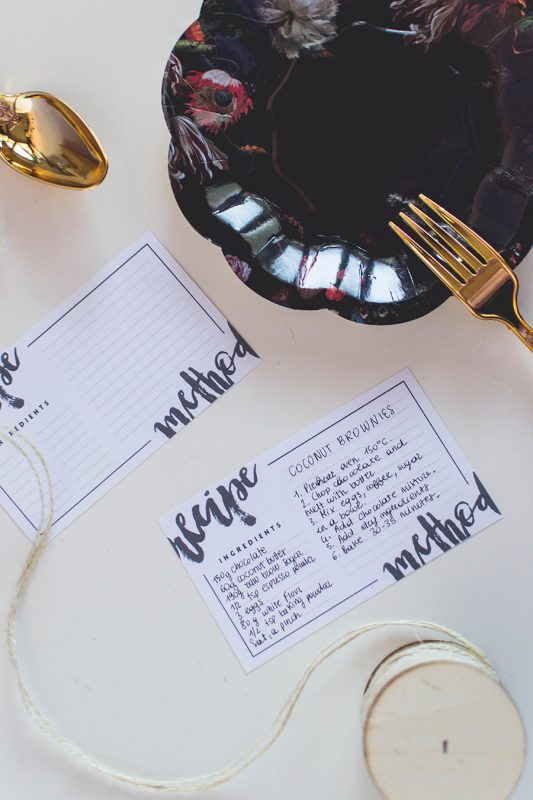 Brush Lettering Free Printable Recipe Cards
