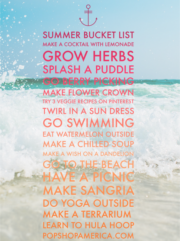 summer bucket list by pop shop america