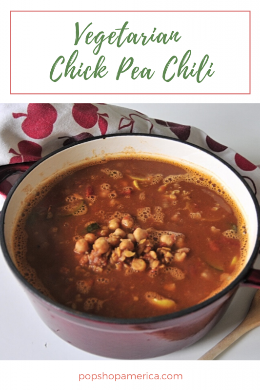 homemade vegetarian chick pea chili recipe pop shop america