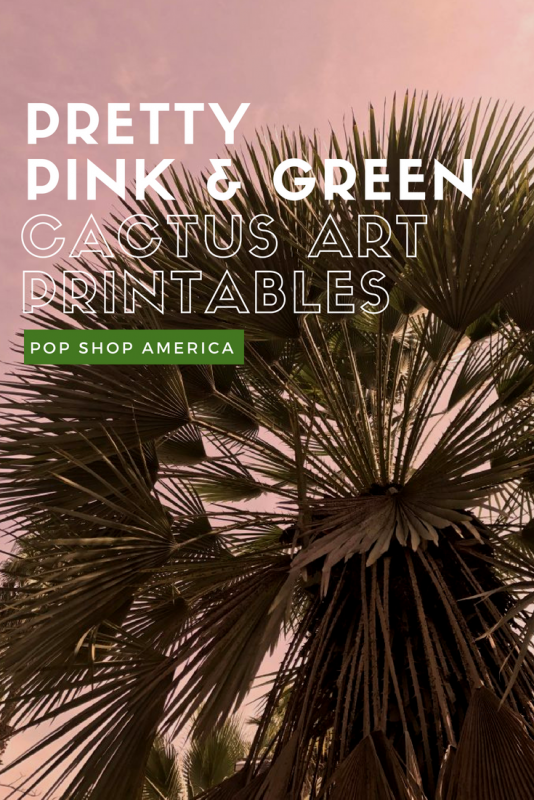 pretty pink and green cactus art printables