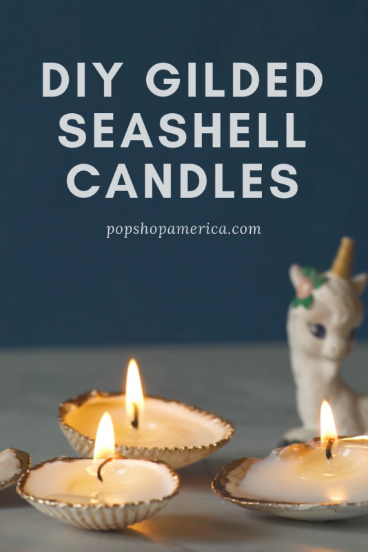 diy gilded seashell candles craft tutorial pop shop america