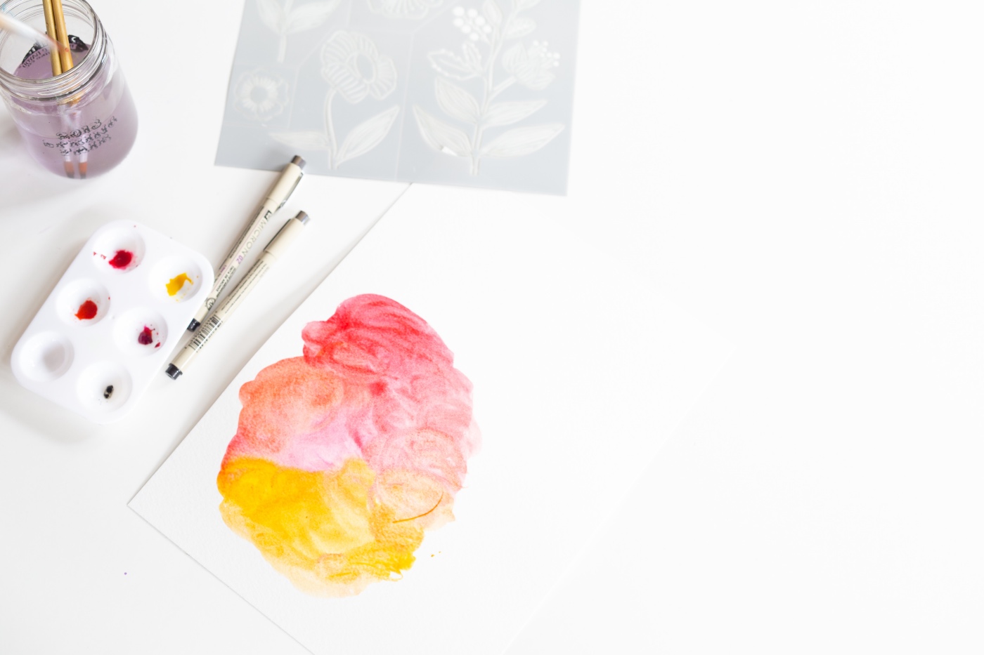 watercolor color blending and stenciling tutorial pop shop america