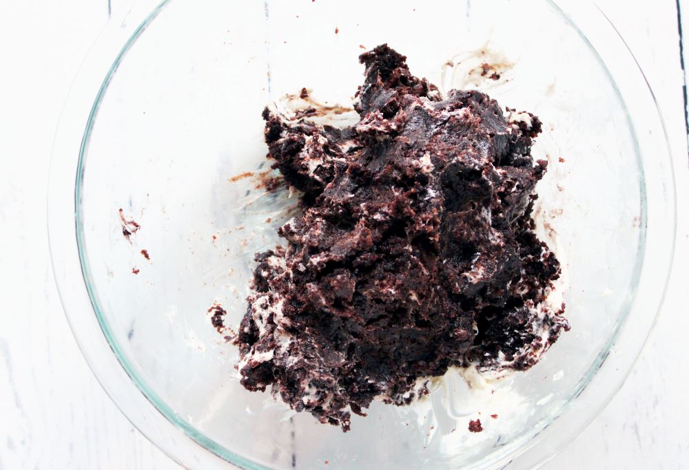 brownie and cheesecake mixed together for truffles 1