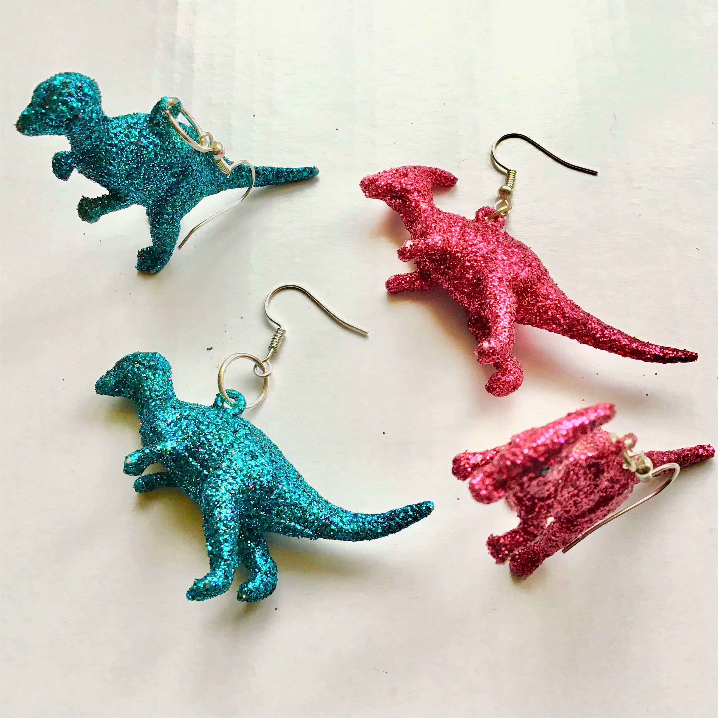 Glitter Dinosaur Earrings DIY - Short Versions