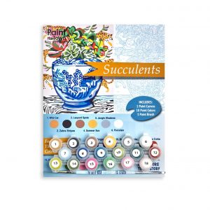 succulents in a tea cup paint supply kit