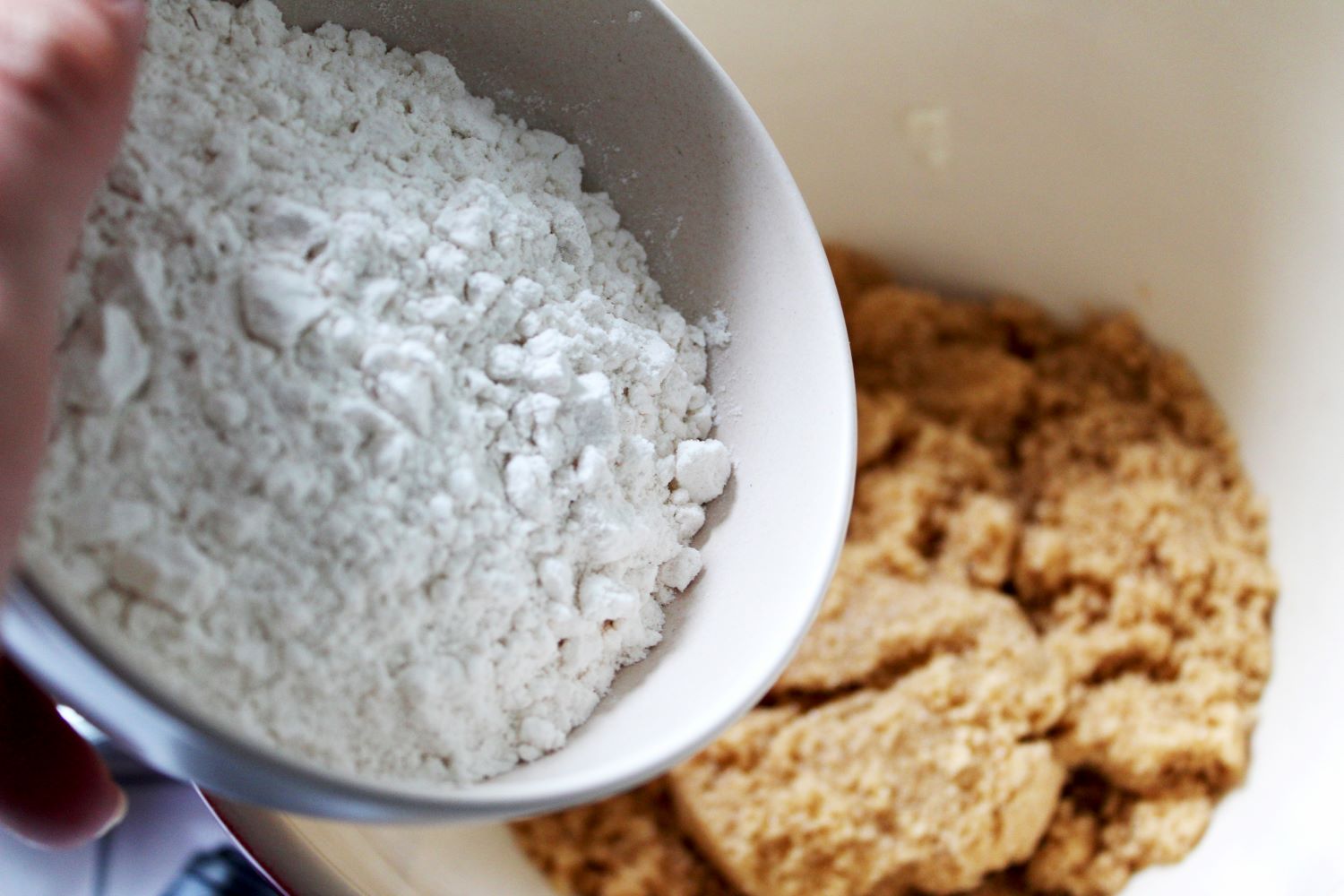 flour and sugar for cranberry walnut streusel pumpkin crumble 1