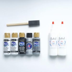 acrylic paint pouring black and silver booster