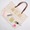finished block printed tote bag and zipper pouch set