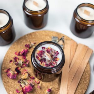 candle making kit wood wicks amber glass jars