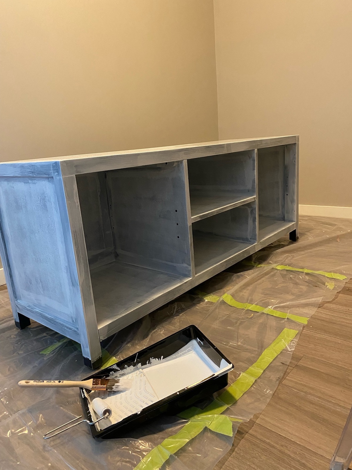 DIY Woven Media Console Makeover
