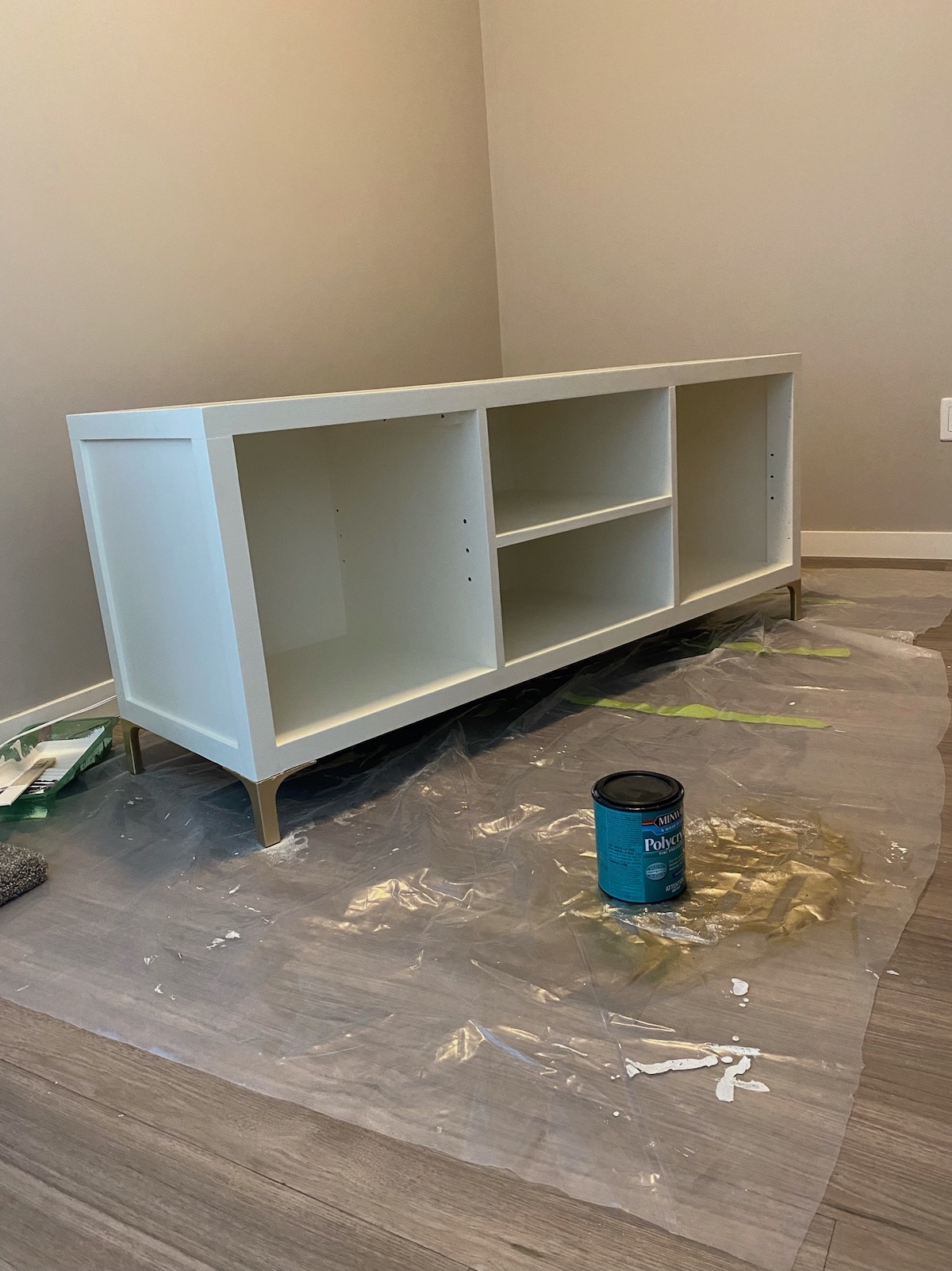 DIY Woven Media Console Makeover