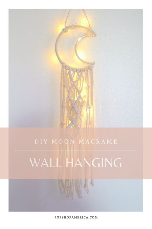 diy moon shaped macrame wall hanging craft tutorial
