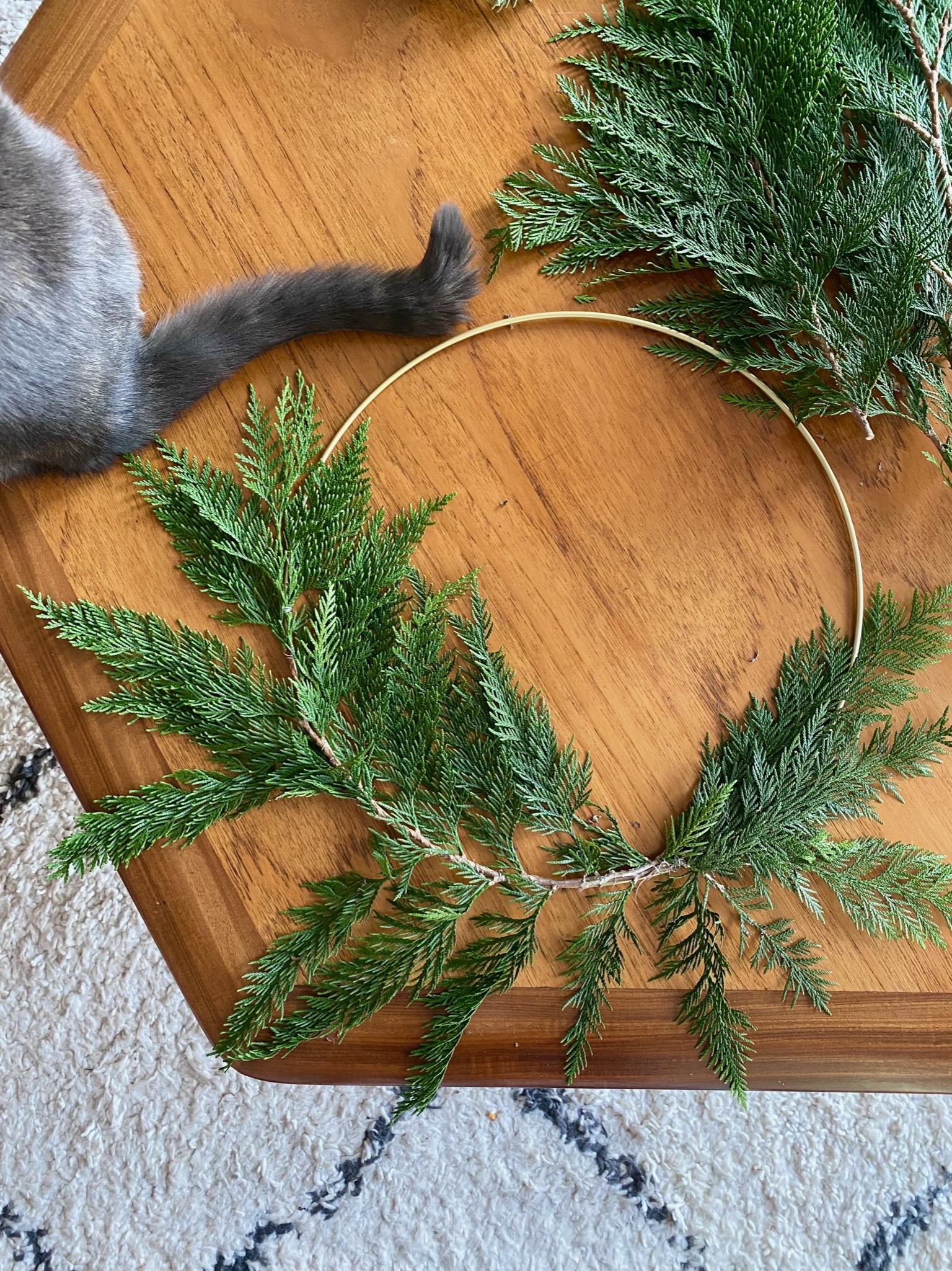 Modern Cedar and Dried Flower Holiday Wreath DIY