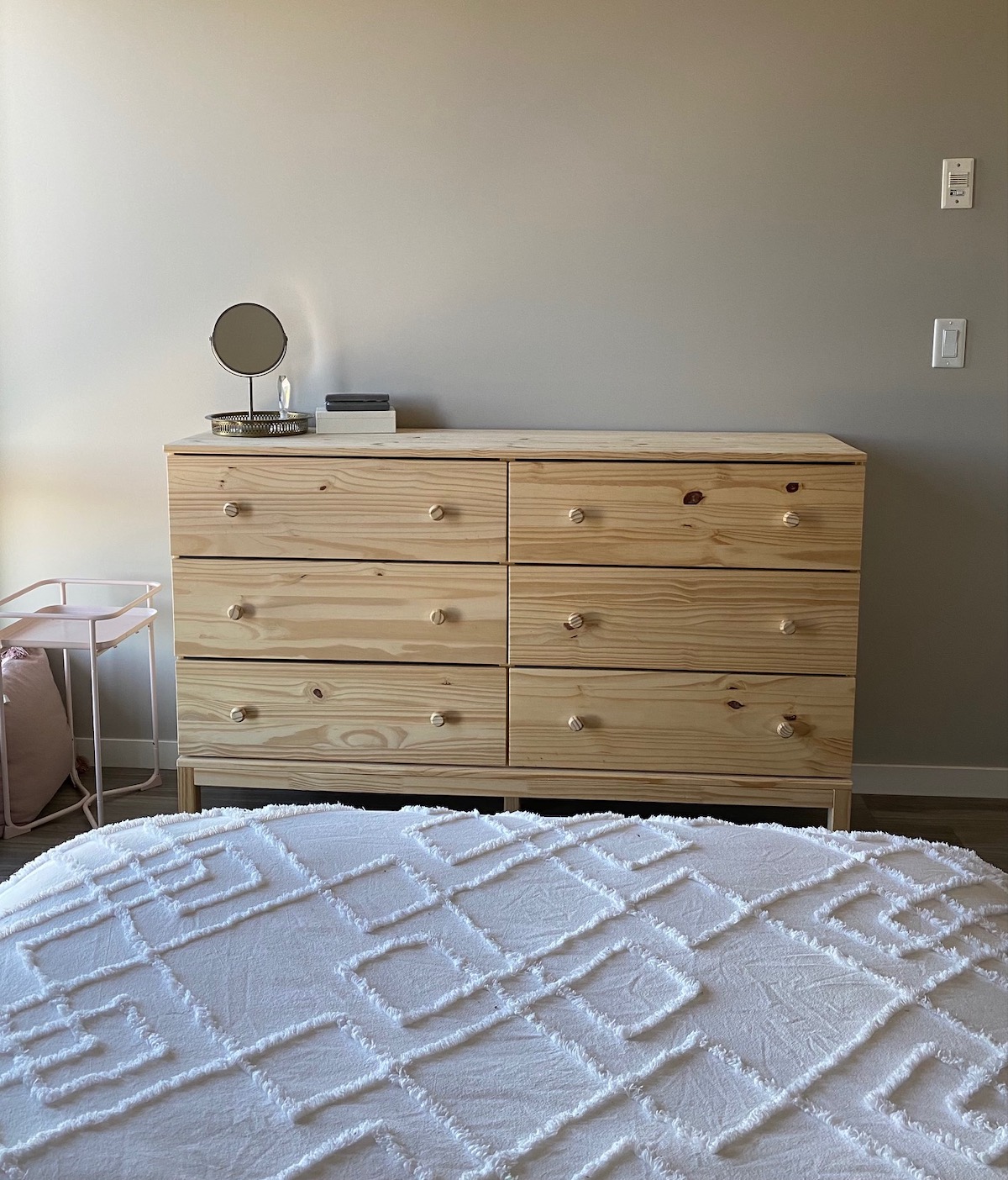 Pink and Gold Ikea Tarva Dresser Hack 