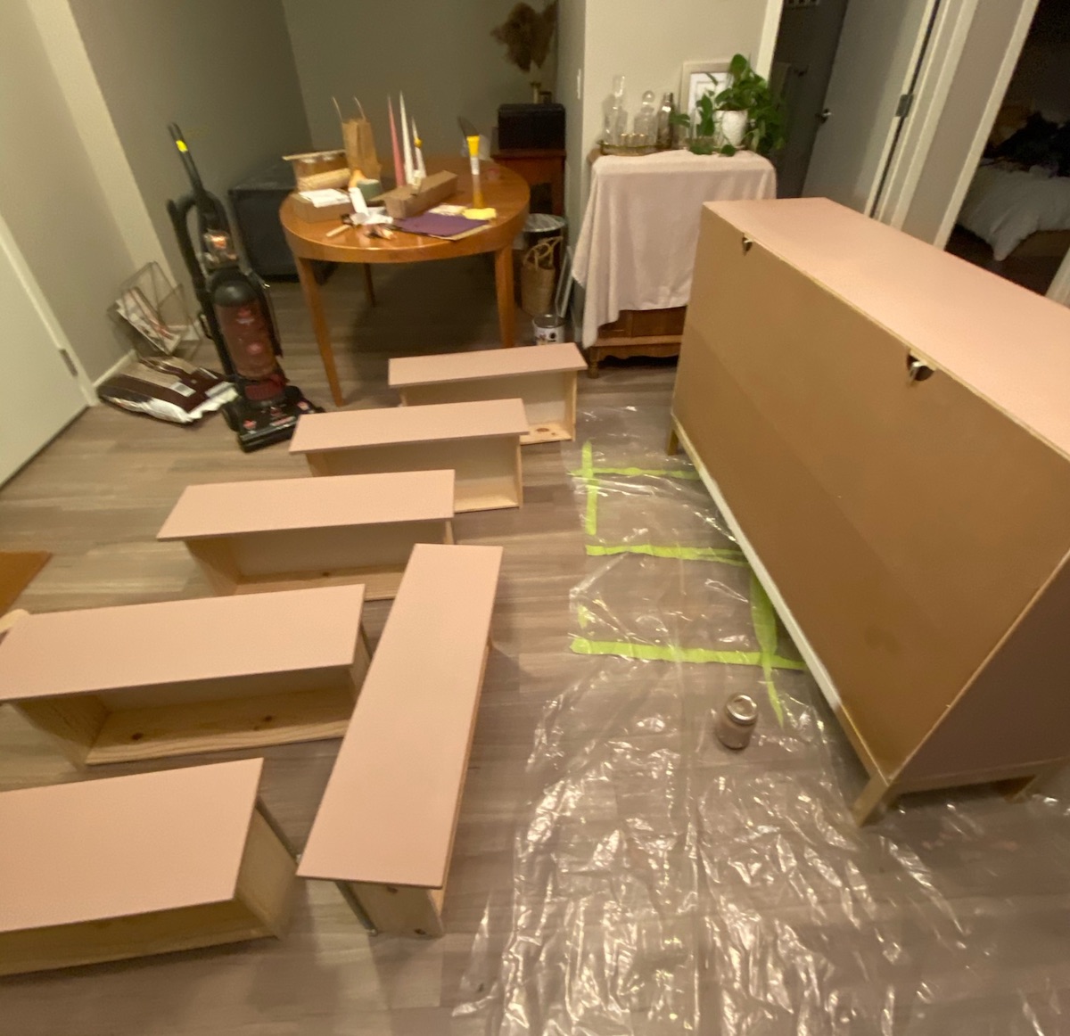 Pink and Gold Ikea Tarva Dresser Hack
