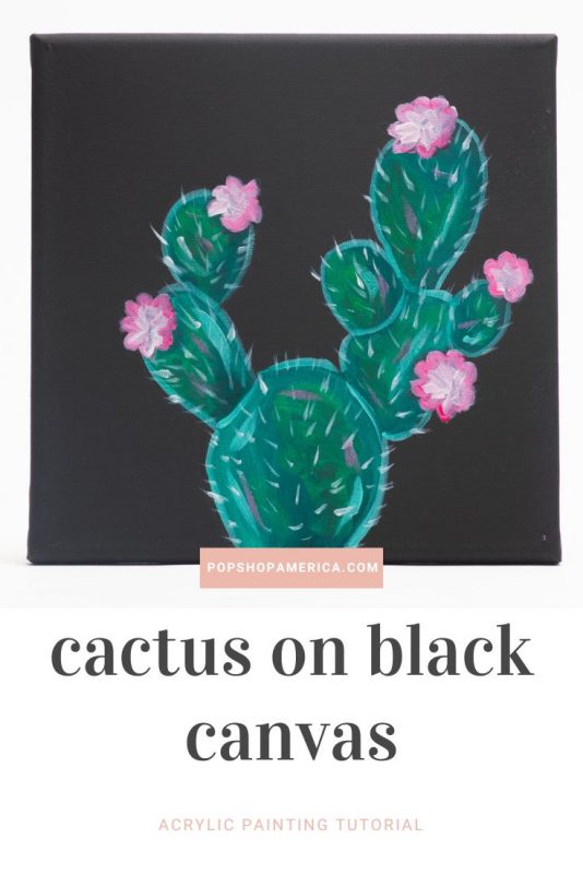 cactus on black canvas diy tutorial