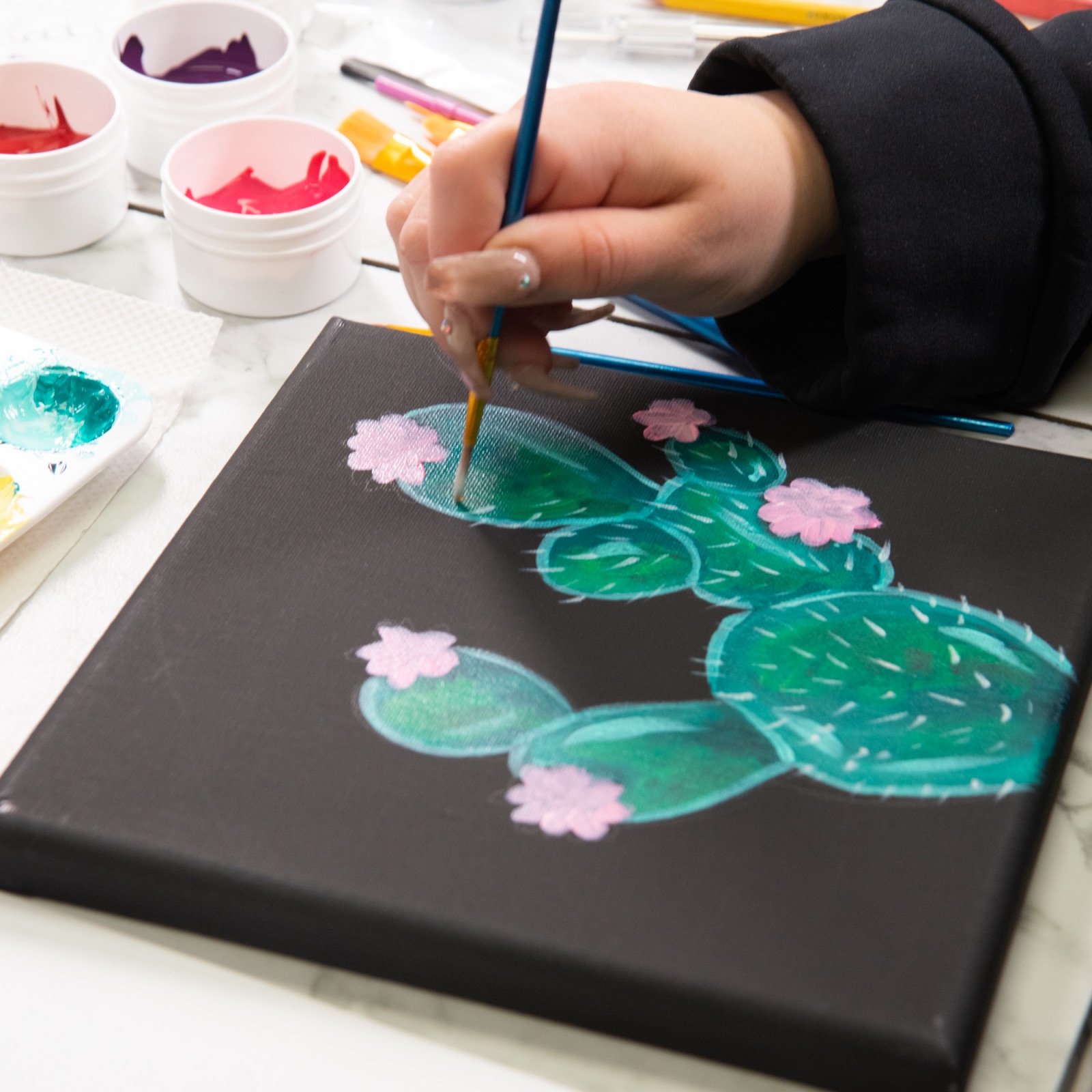 cactus spikes acrylic painting tutorial