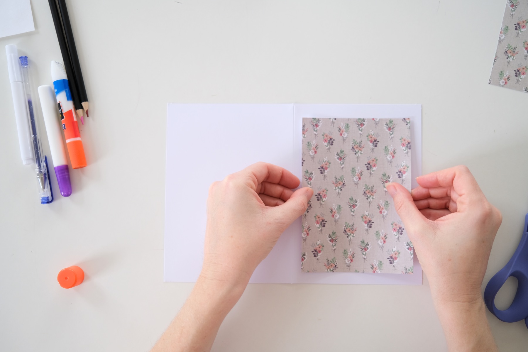place the decorative paper on the card