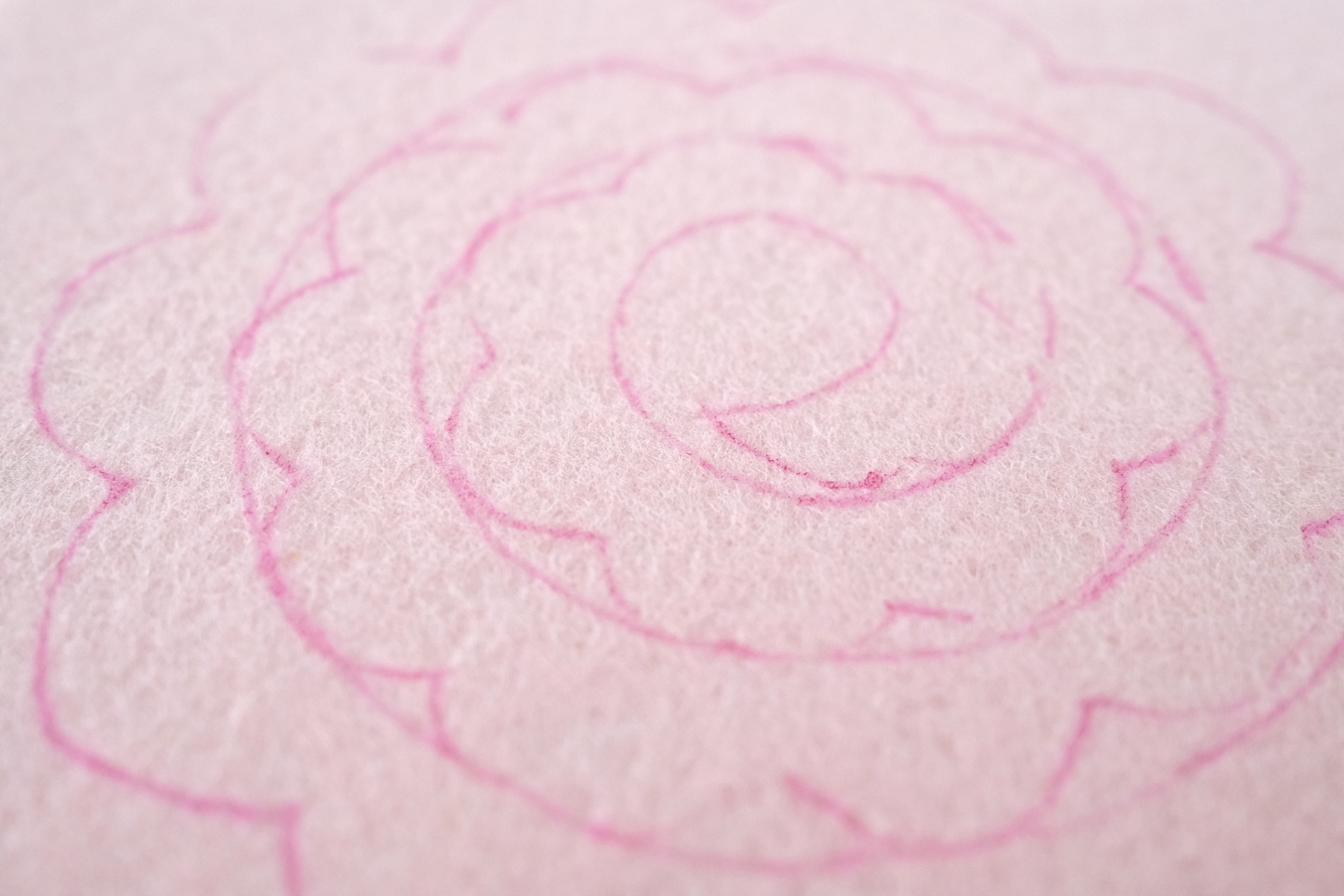 close up of the felt after marking the template