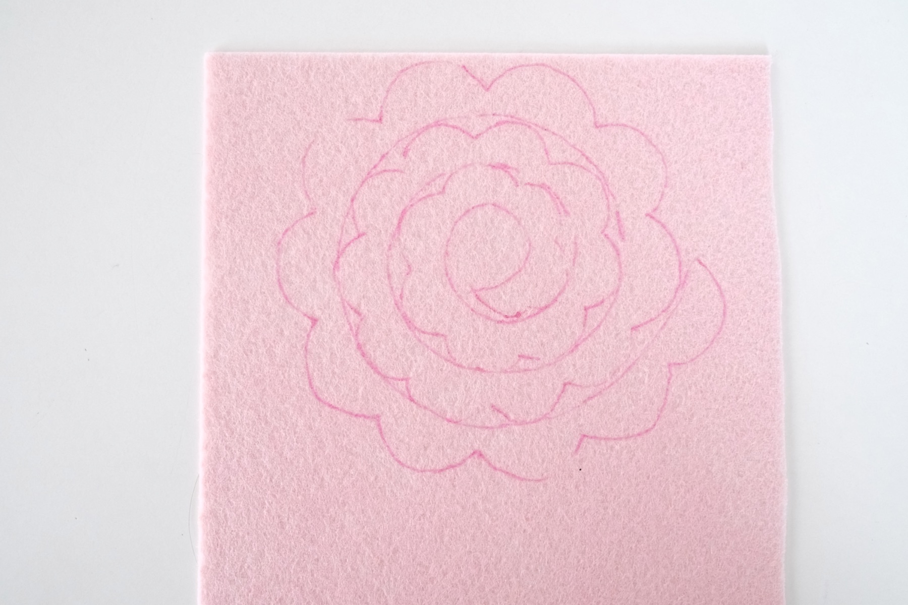 felt after the flower template is drawn in