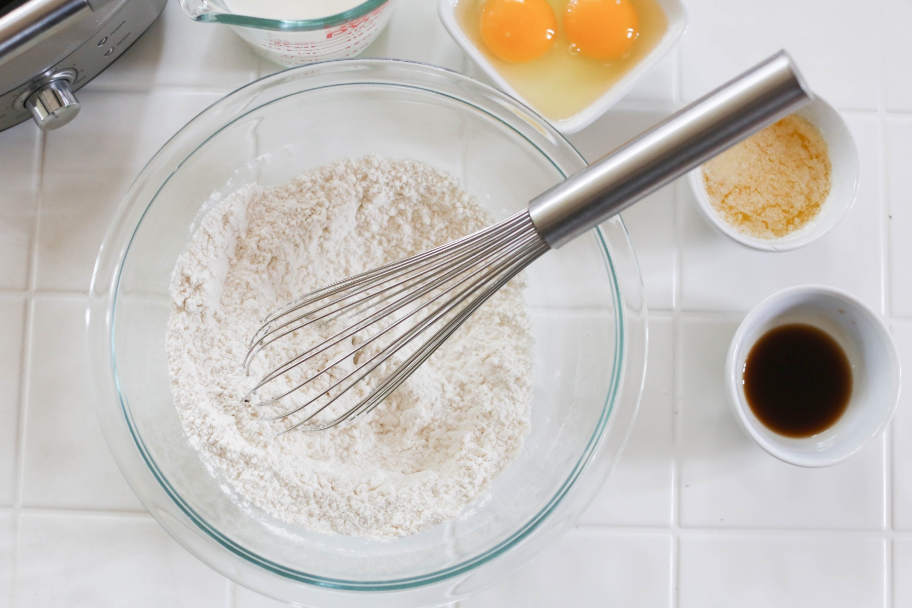 mix together dry ingredients rainbow waffles recipe