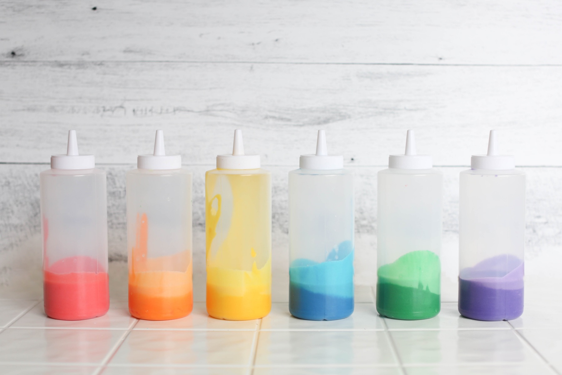 place all the colors in a squeeze bottle