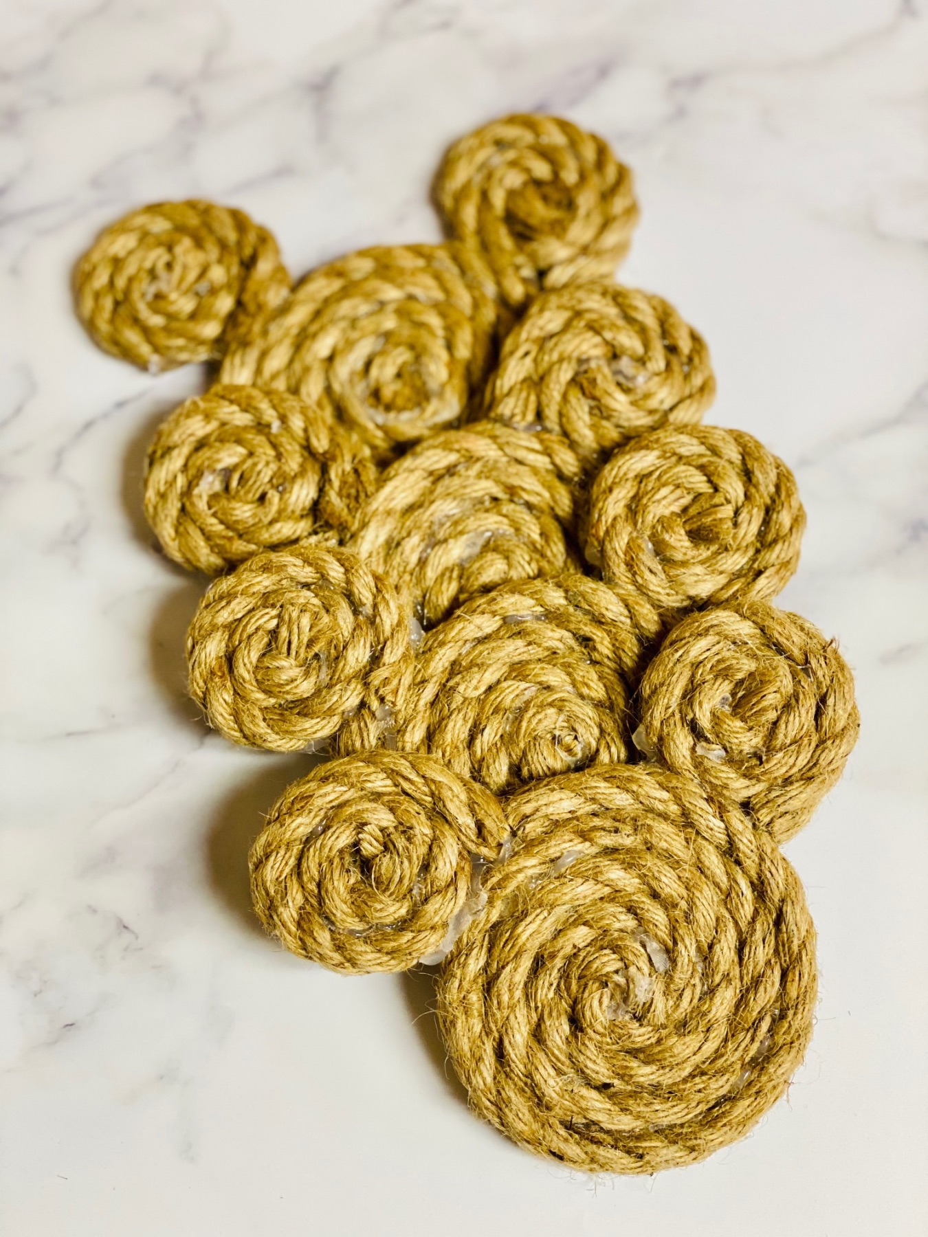 set of diy jute rope coasters of mickey mouse