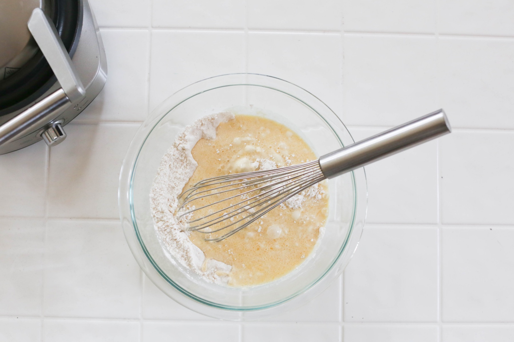 waffle recipe mixing the batter