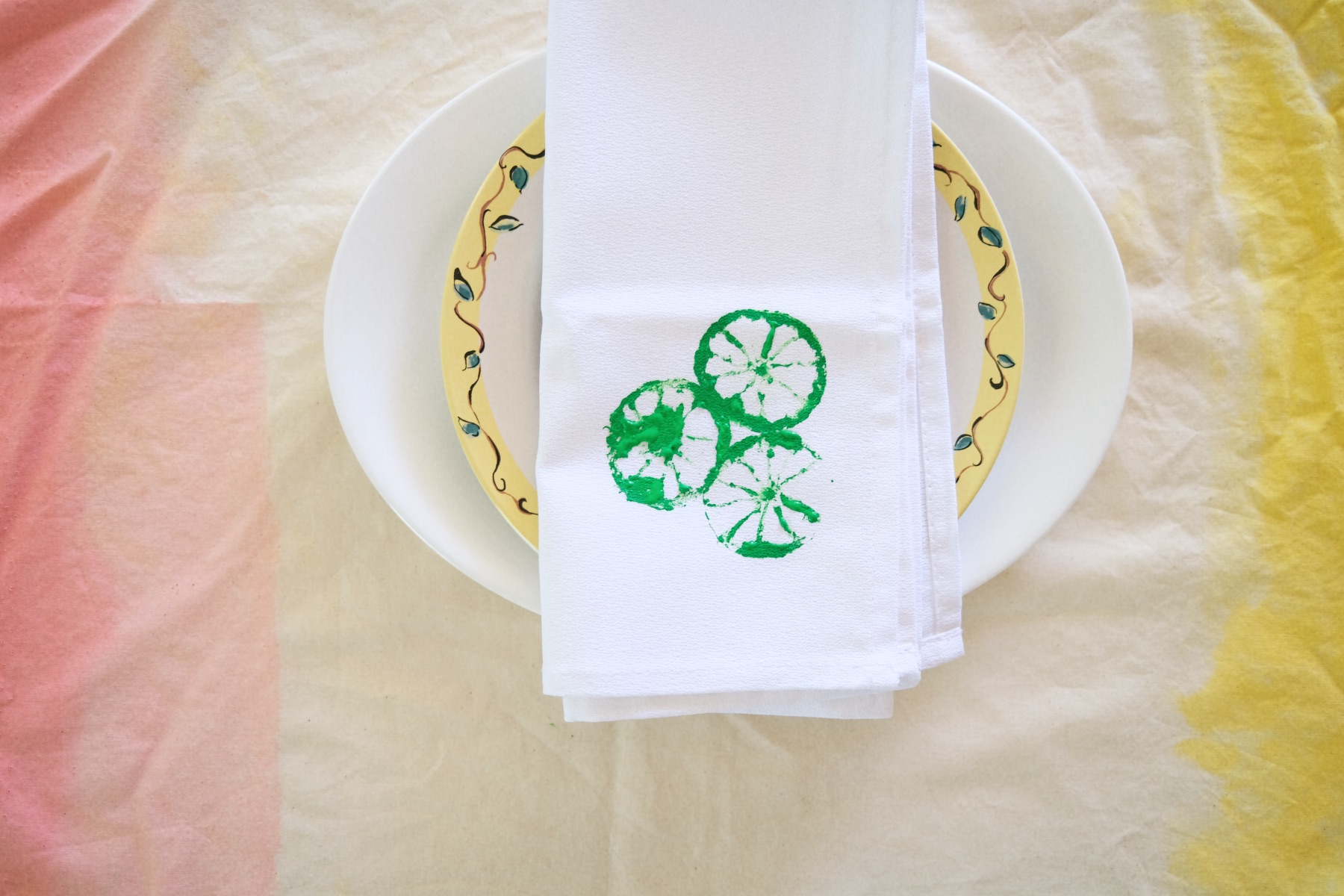finished lemon stamped napkins diy pop shop america