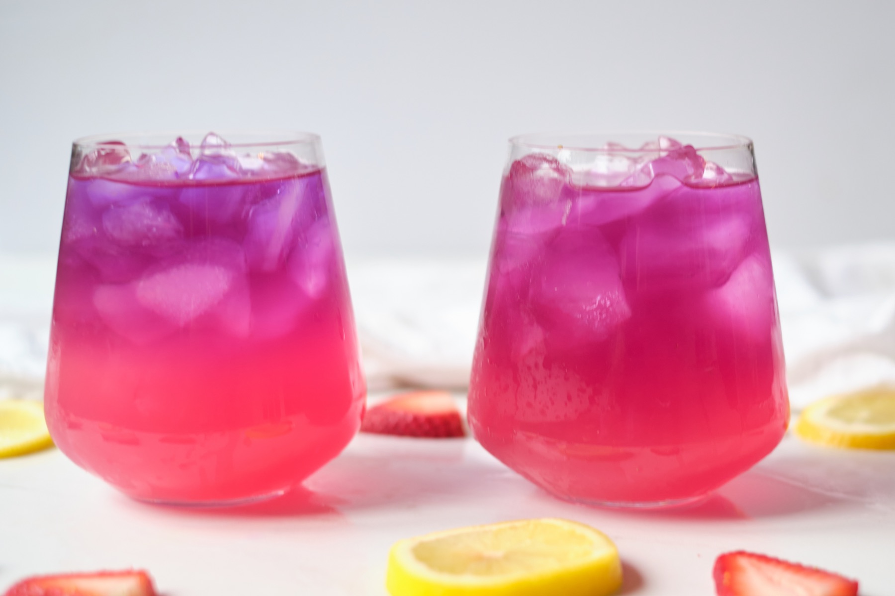 poured butterfly pea flower tea ready to garnish