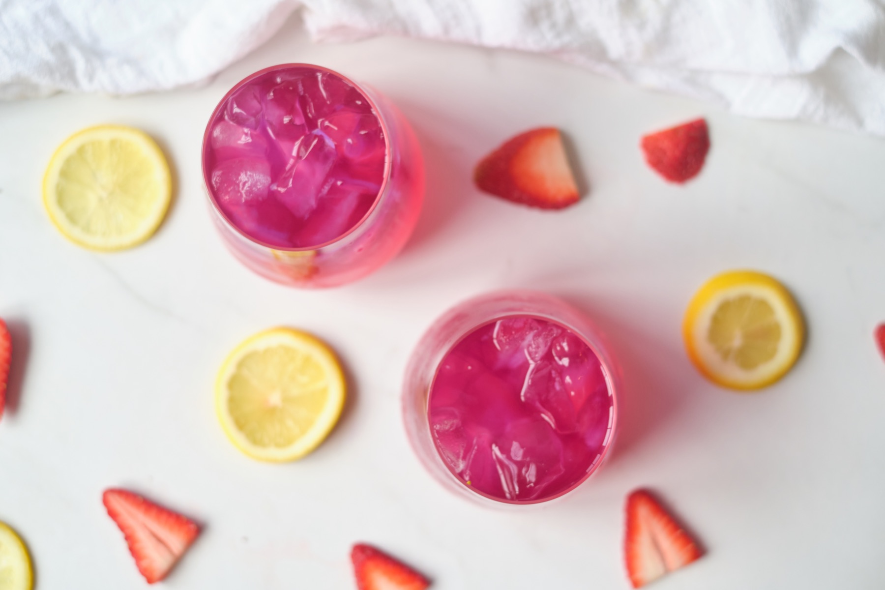 top view of layered ombre butterfly pea lemonade