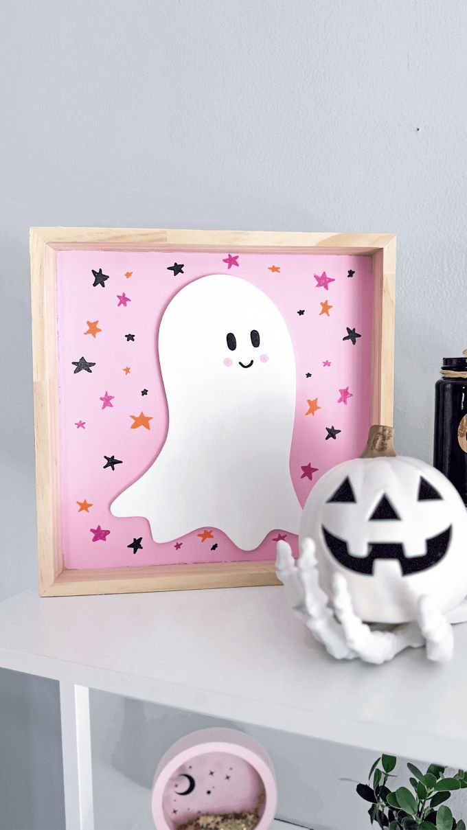 Pink Ghost Halloween Sign Craft