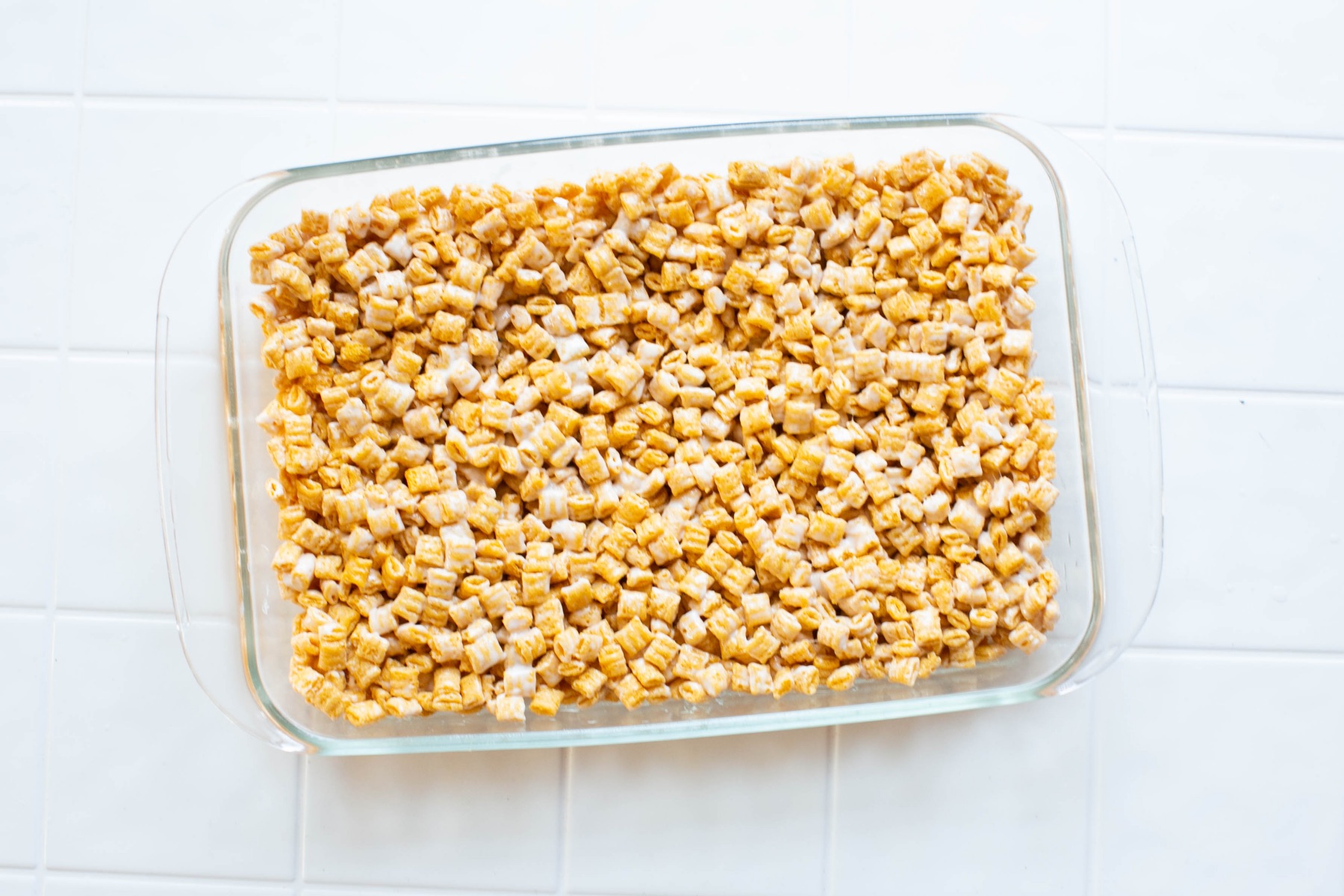 finished cap'n crunch crispy treats in a pan