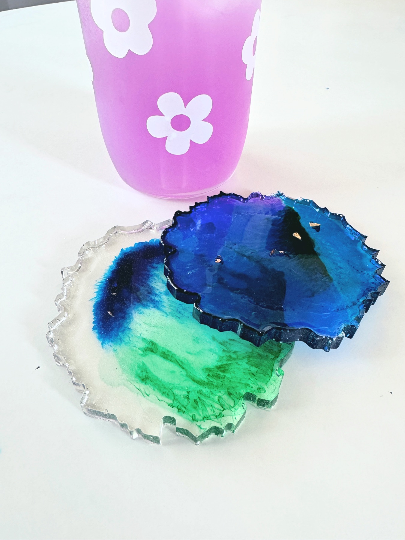 diy gemstone resin cast coasters tutorial