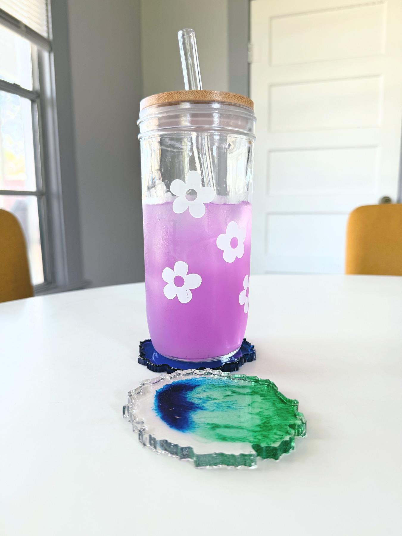 finished resin gemstone coasters tutorial