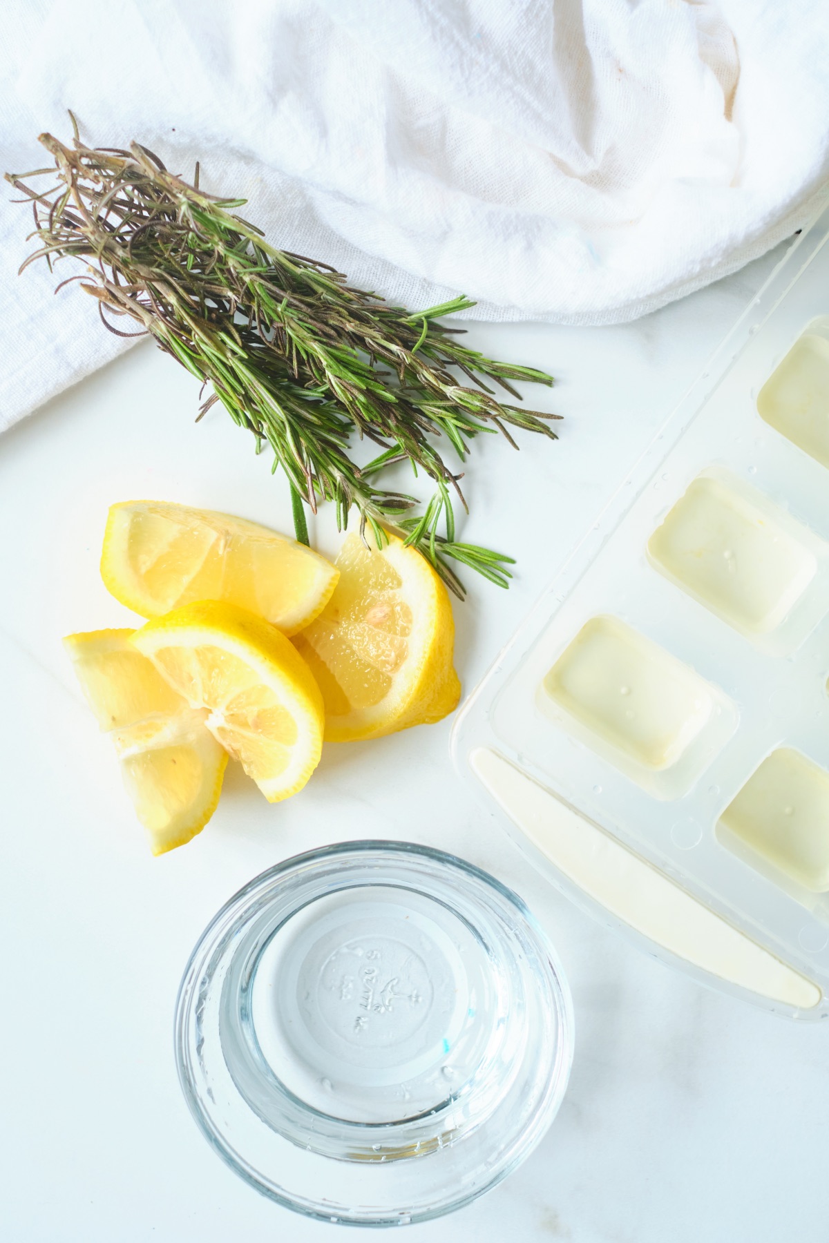 rosemary lemon vinegar and ice ingredients