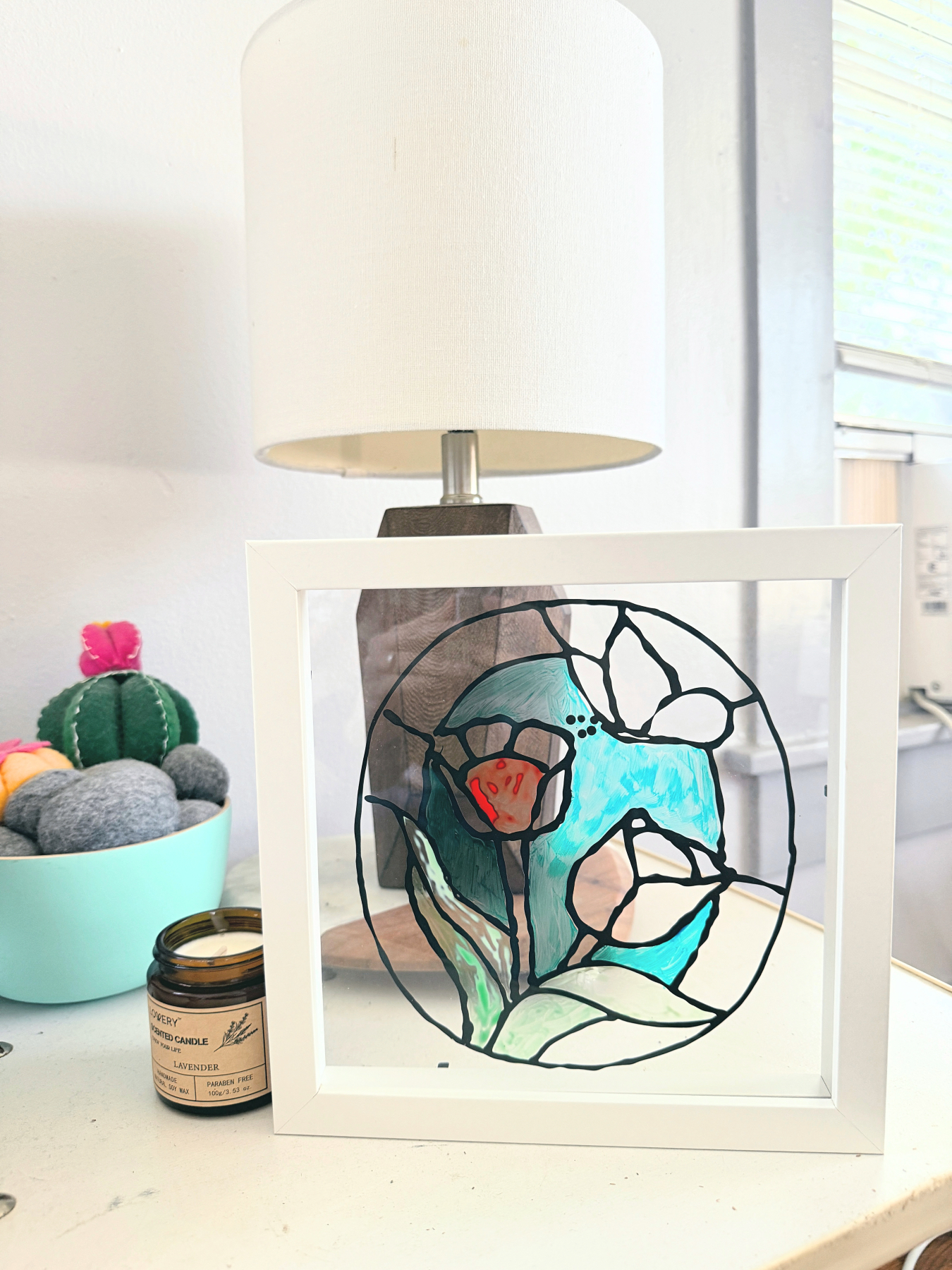 finished faux stained glass window craft box web