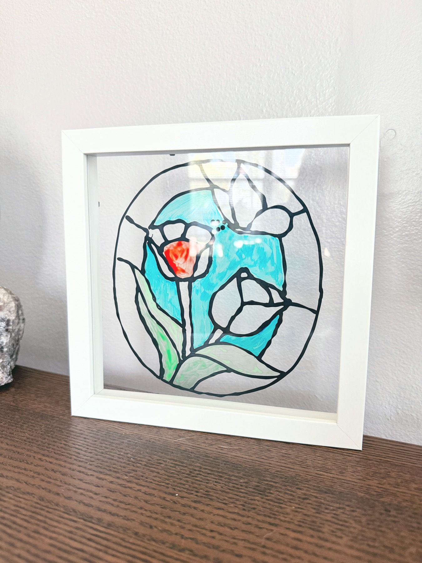 finished faux stained glass window diy web