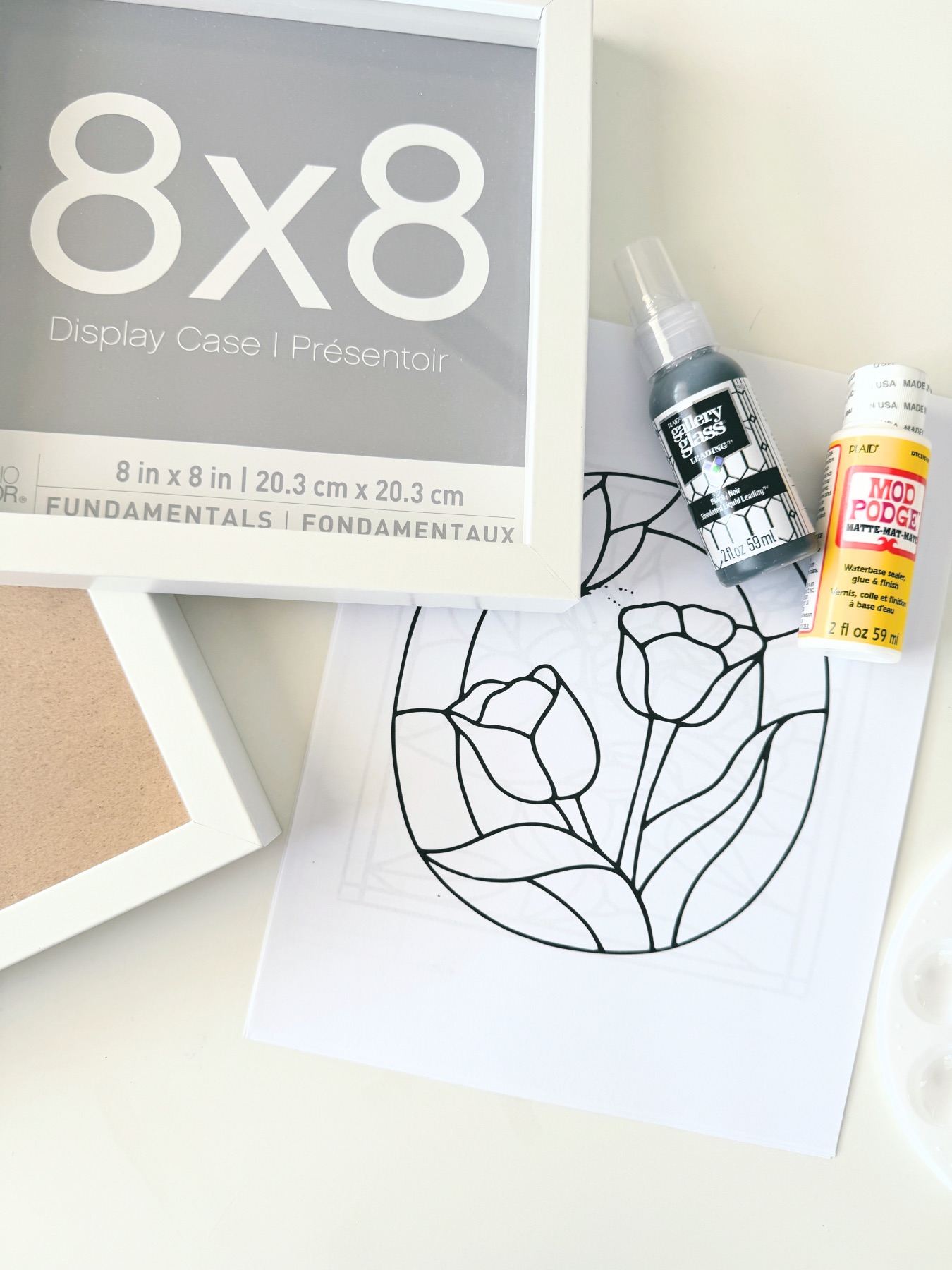 supplies inside the stained glass window craft kit web