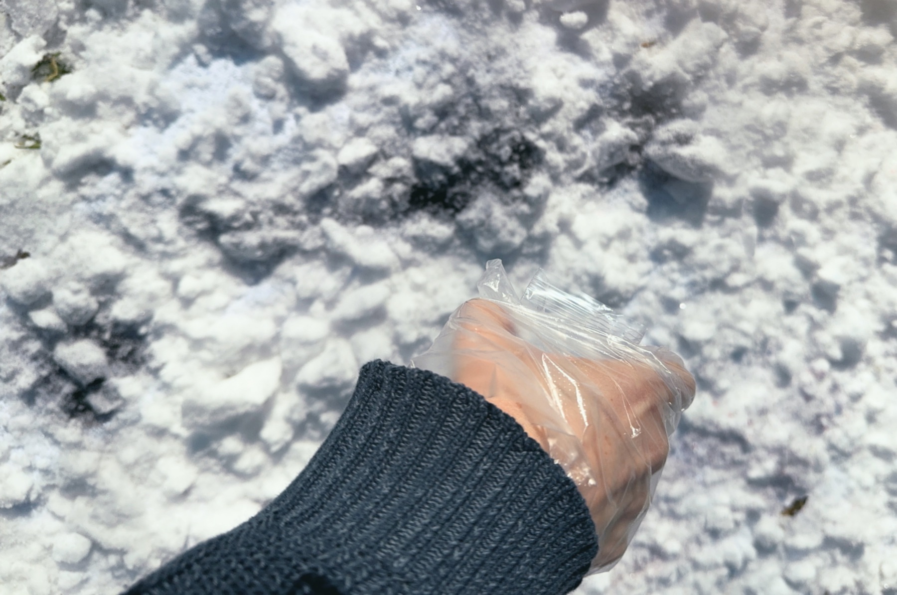 pour the dye into the snow atop the blanket web