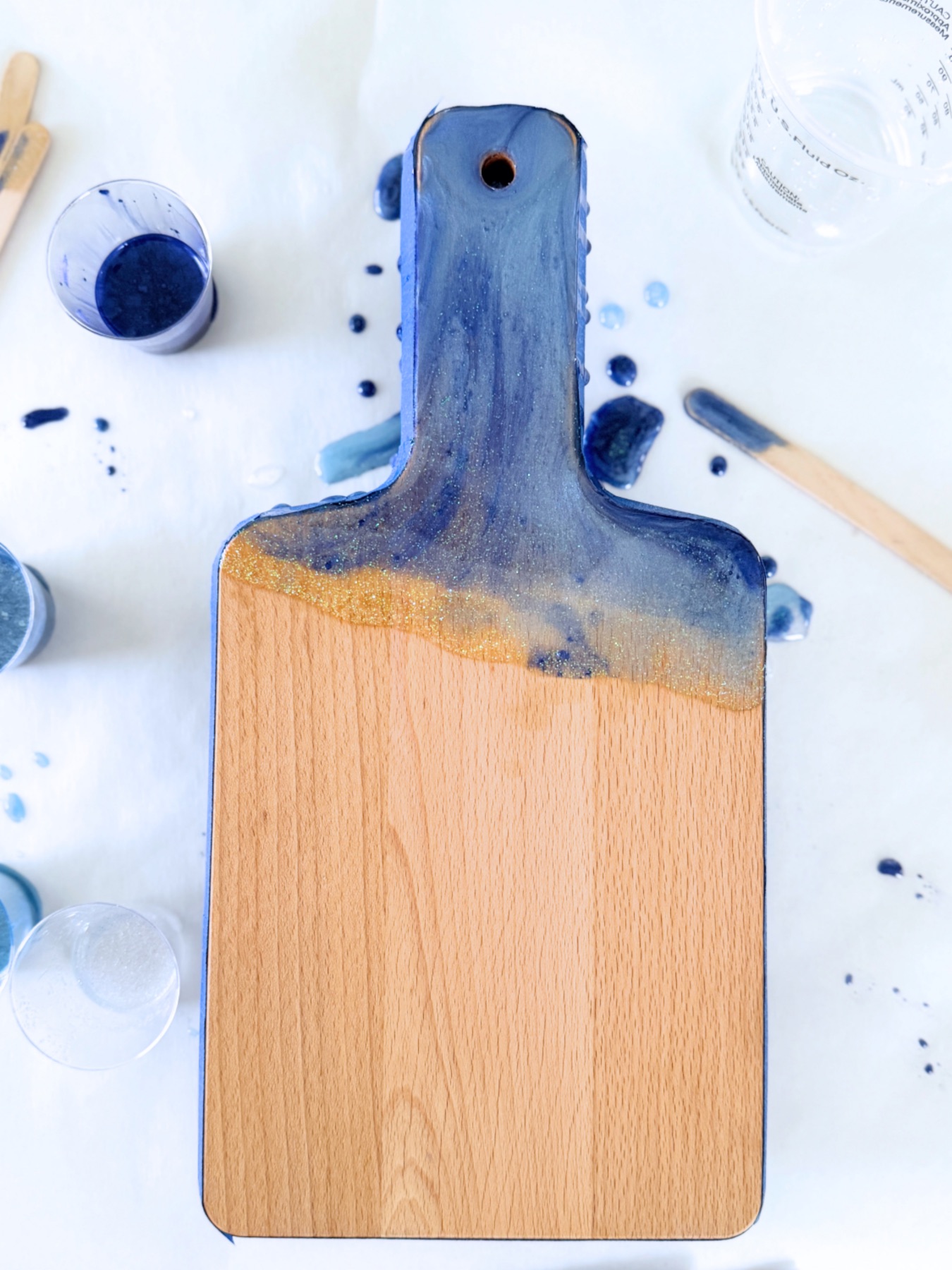 finished resin cutting board ready to dry web