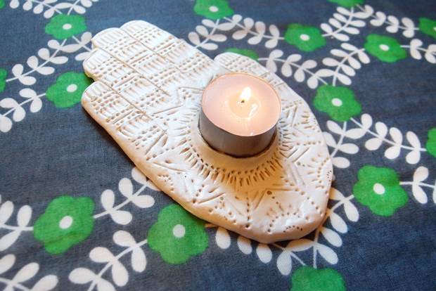 hamsa candle holder clay craft tutorial