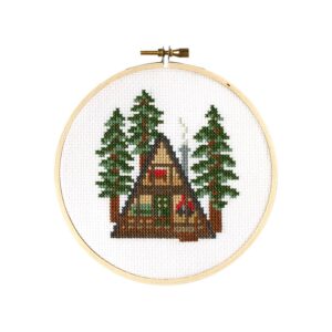 DIY Kit, A Frame Forest Camping Cross Stitch Kit