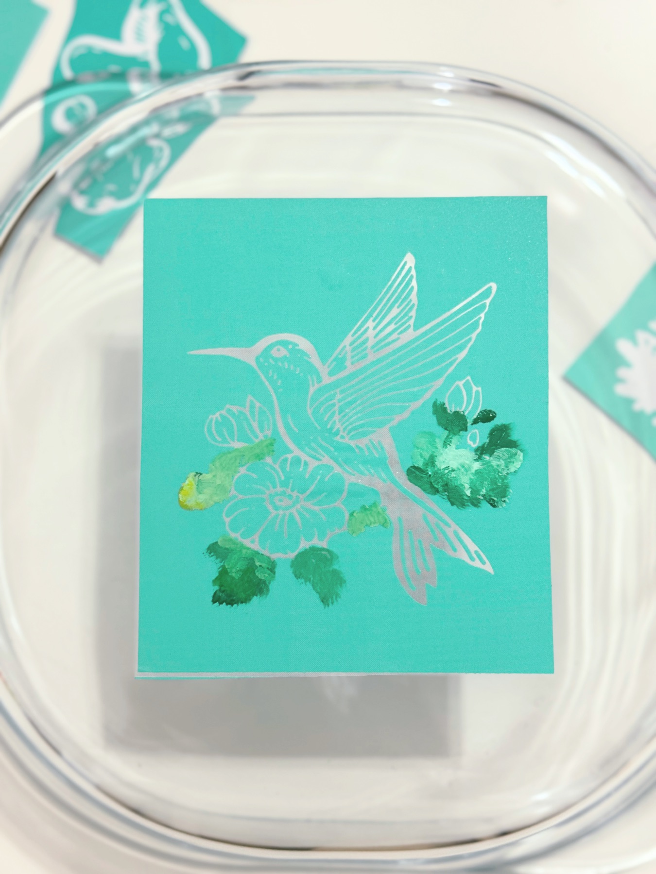 blend paint color on your painted glass dish