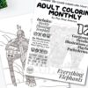 Elephants Adult Coloring Book