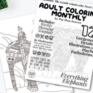 Elephants Adult Coloring Book